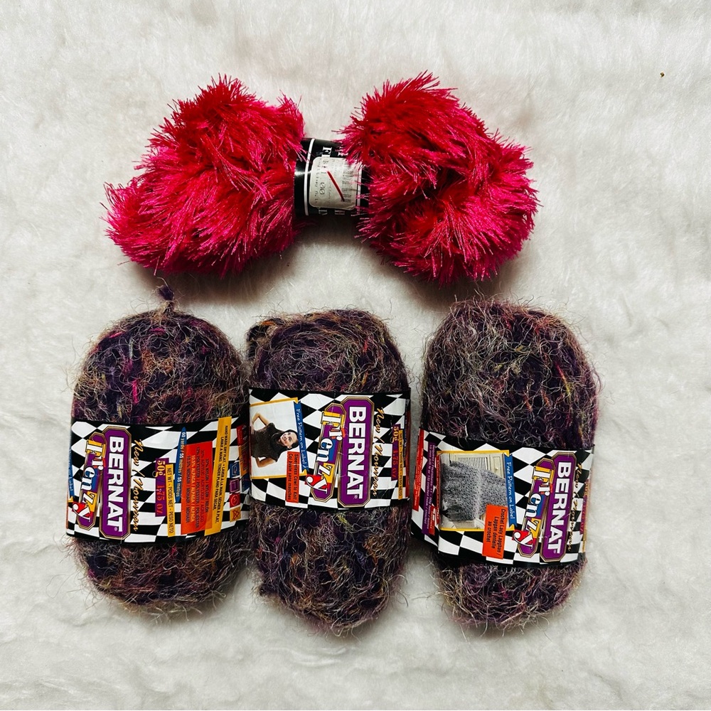 4 Bernat Yarn Bundle in Pink and Multicolor